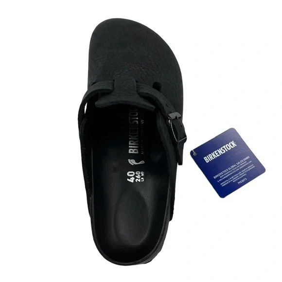 **SOLD**     Birkenstock Boston Exquisite Leather Black Blackout Men 7 Euro 40 - Picture 8 of 16